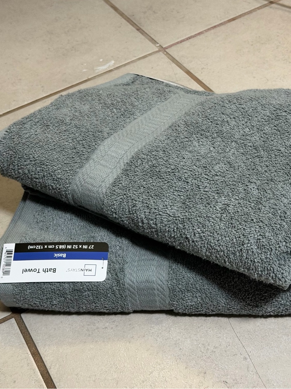 Mainstays Gray 2 Bath Towels cotton rich